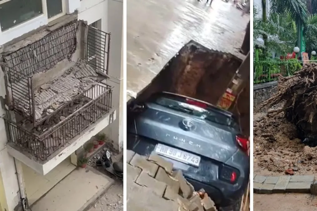 दिल्ली और एनसीआर में बारिश से बाढ़, पेड़ों का गिरना और सड़कों का धंसना हुआ