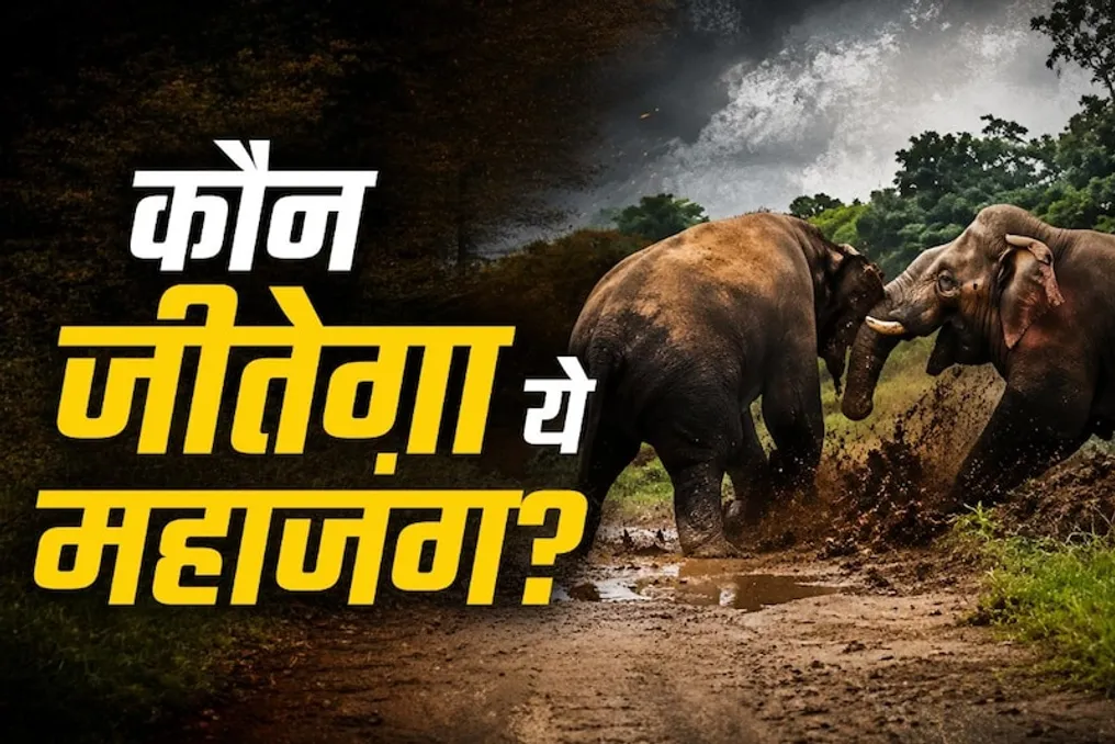 Video: Two wild elephants clash for dominance in the forest