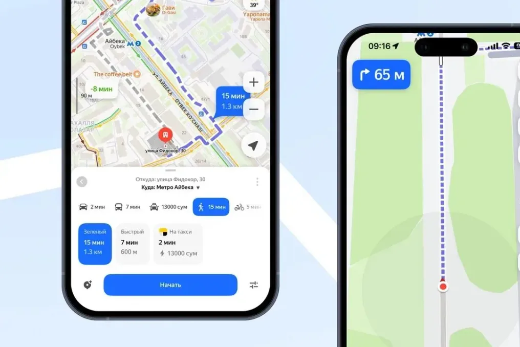 Yandex Maps apresenta rotas para pedestres com foco em áreas verdes em Tashkent