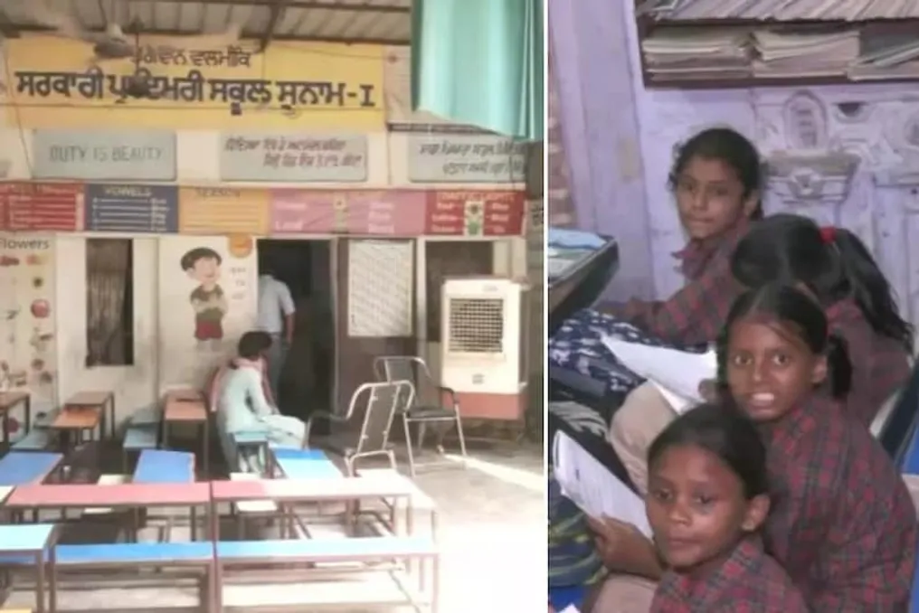 पंजाब के बेंडा गांव में, खराब स्थिति के कारण बच्चों को धर्मशाला में पढ़ना पड़ता है