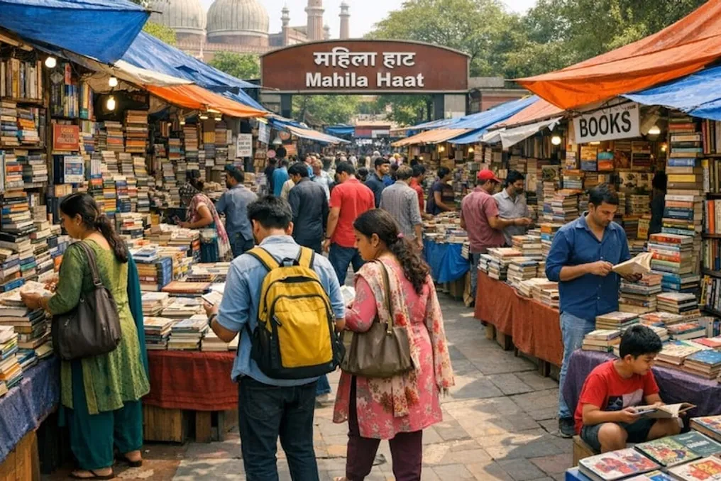 Delhi bozorlarida imtihonlarga tayyorgarlik uchun oʻquv qoʻllanmalari arzon narxlarda taklif etilmoqda