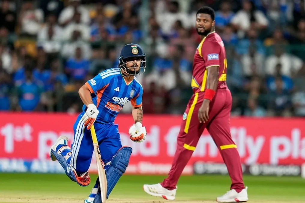 Ishan Kishan marcou um six-chiller em uma partida T20I entre Índia e West Indies, a bola saiu do estádio