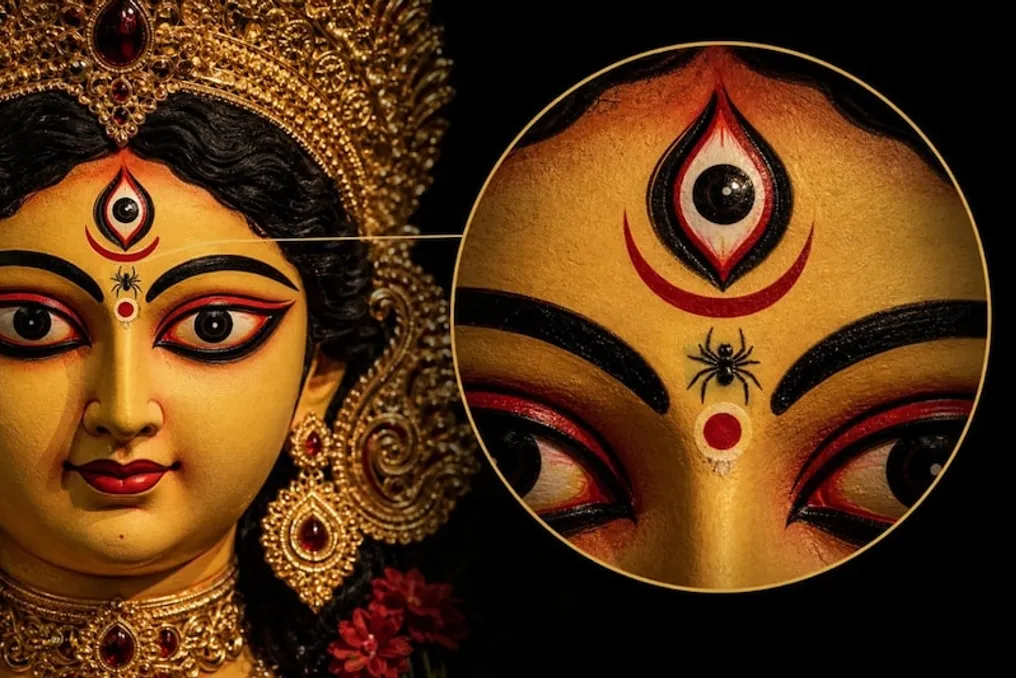 O simbolismo da aranha sob o bindi da Deusa Durga durante Navratri de 2026