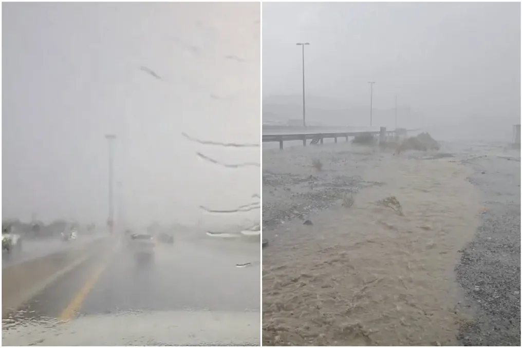 Heavy rain and hail hit Fujairah, Sharjah, and Khor Fakkan in the UAE